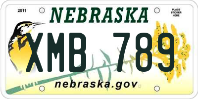 NE license plate XMB789
