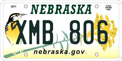 NE license plate XMB806