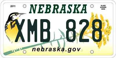 NE license plate XMB828