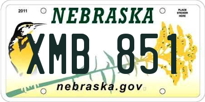 NE license plate XMB851