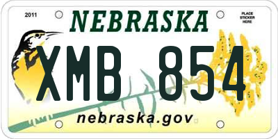 NE license plate XMB854