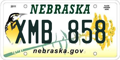 NE license plate XMB858