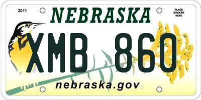 NE license plate XMB860