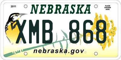 NE license plate XMB868