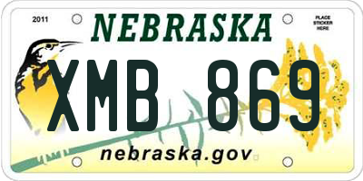 NE license plate XMB869