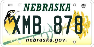 NE license plate XMB878