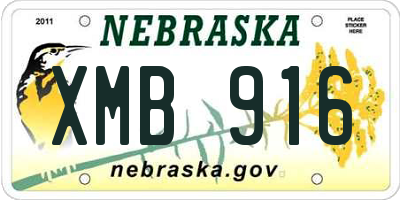 NE license plate XMB916