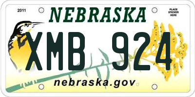 NE license plate XMB924