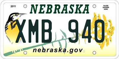 NE license plate XMB940