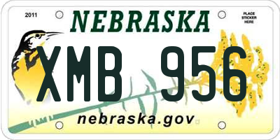 NE license plate XMB956