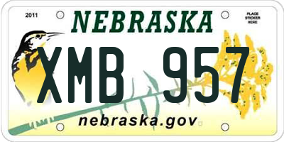 NE license plate XMB957