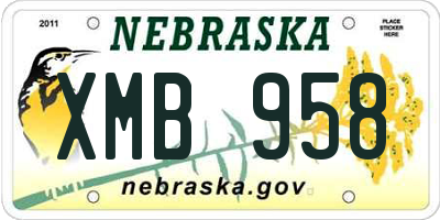 NE license plate XMB958