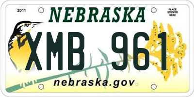 NE license plate XMB961