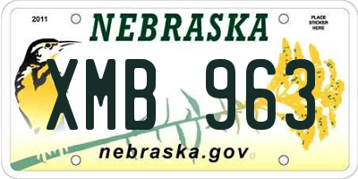 NE license plate XMB963