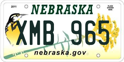 NE license plate XMB965