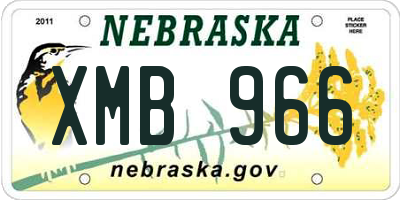 NE license plate XMB966