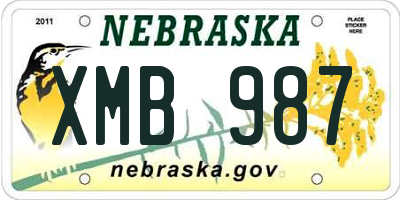NE license plate XMB987