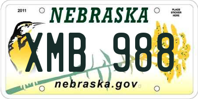 NE license plate XMB988