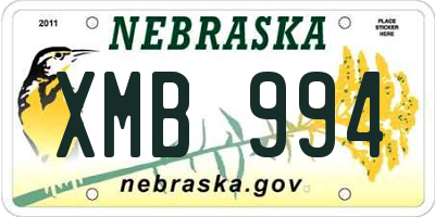 NE license plate XMB994