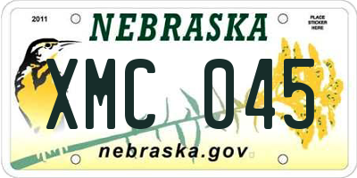 NE license plate XMC045