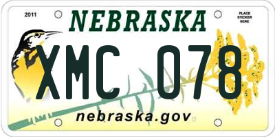 NE license plate XMC078