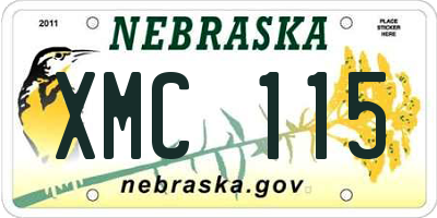 NE license plate XMC115