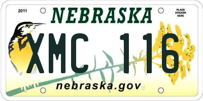 NE license plate XMC116