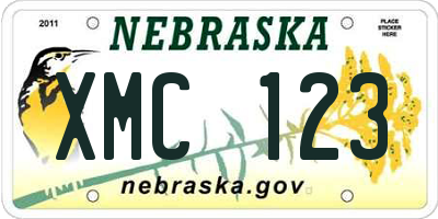 NE license plate XMC123