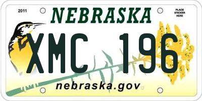 NE license plate XMC196