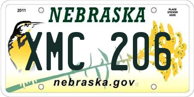 NE license plate XMC206
