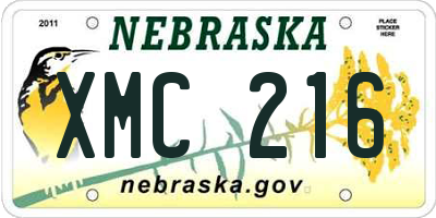 NE license plate XMC216