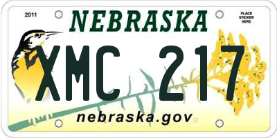 NE license plate XMC217