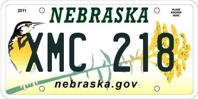 NE license plate XMC218