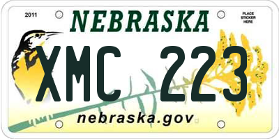 NE license plate XMC223