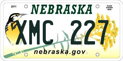 NE license plate XMC227