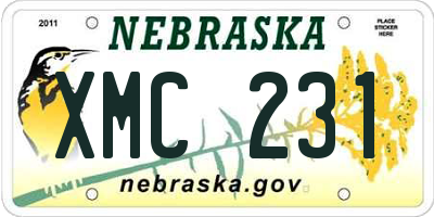 NE license plate XMC231