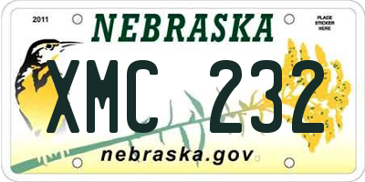 NE license plate XMC232