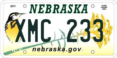NE license plate XMC233