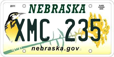 NE license plate XMC235