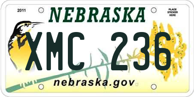 NE license plate XMC236