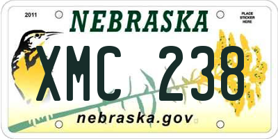 NE license plate XMC238