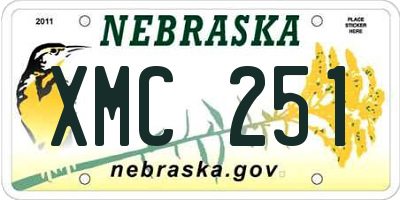NE license plate XMC251