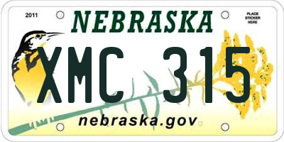 NE license plate XMC315