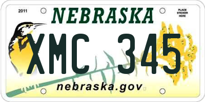 NE license plate XMC345
