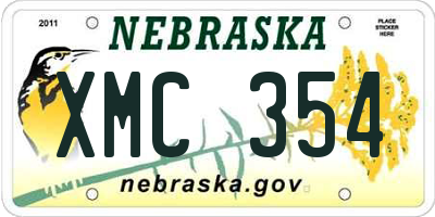 NE license plate XMC354
