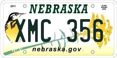 NE license plate XMC356