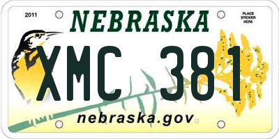 NE license plate XMC381