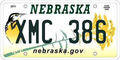 NE license plate XMC386