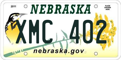 NE license plate XMC402