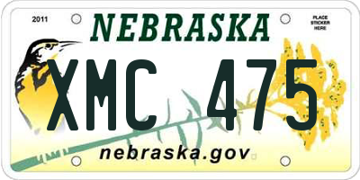 NE license plate XMC475